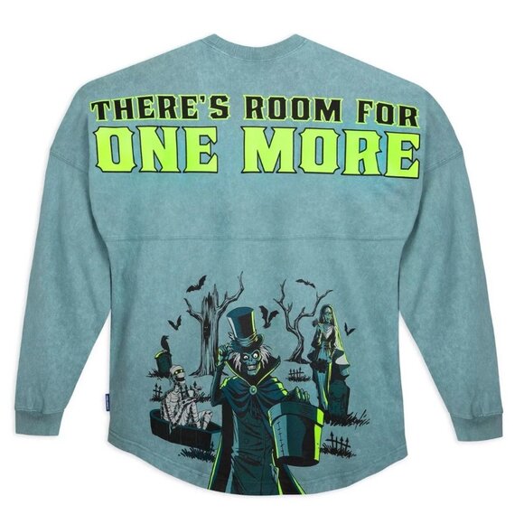 Disney Parks Haunted Mansion Hat box Ghost Spirit Jersey Adult Sz M Glow in Dark - Picture 1 of 8